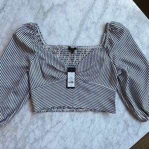 Navy and White Striped Blouse